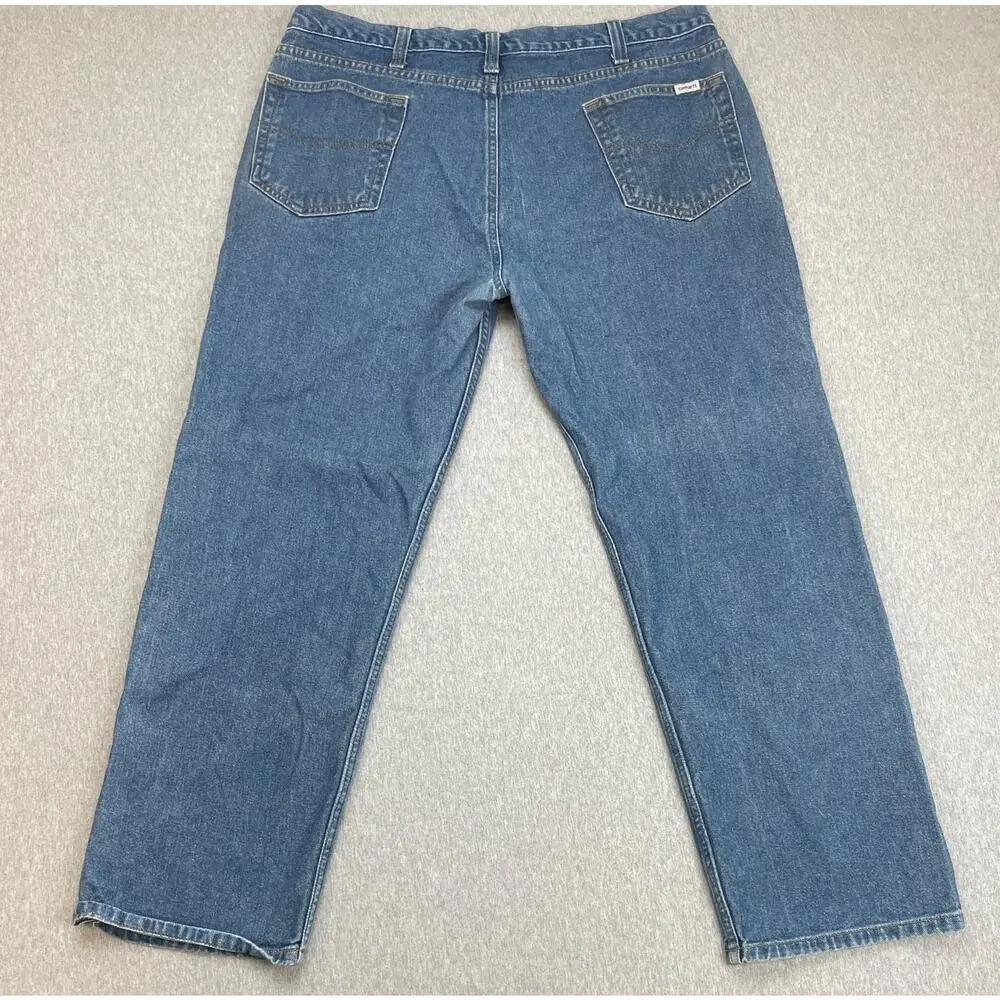 Carhartt‎ Jeans Mens 40 x 30 Blue 100% Cotton Straight Leg Relaxed Fit B35 DCW